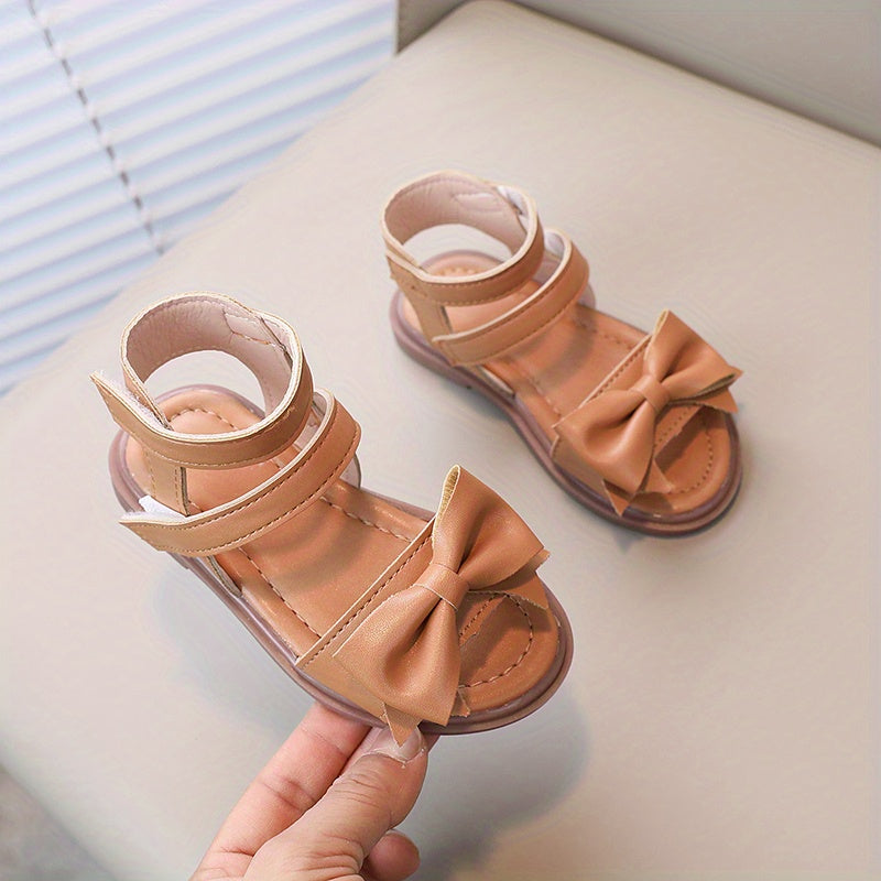 Adorable Bow-Adorned Casual Sandals For Baby Girls, Soft Sole Sandals Perfect For Walking