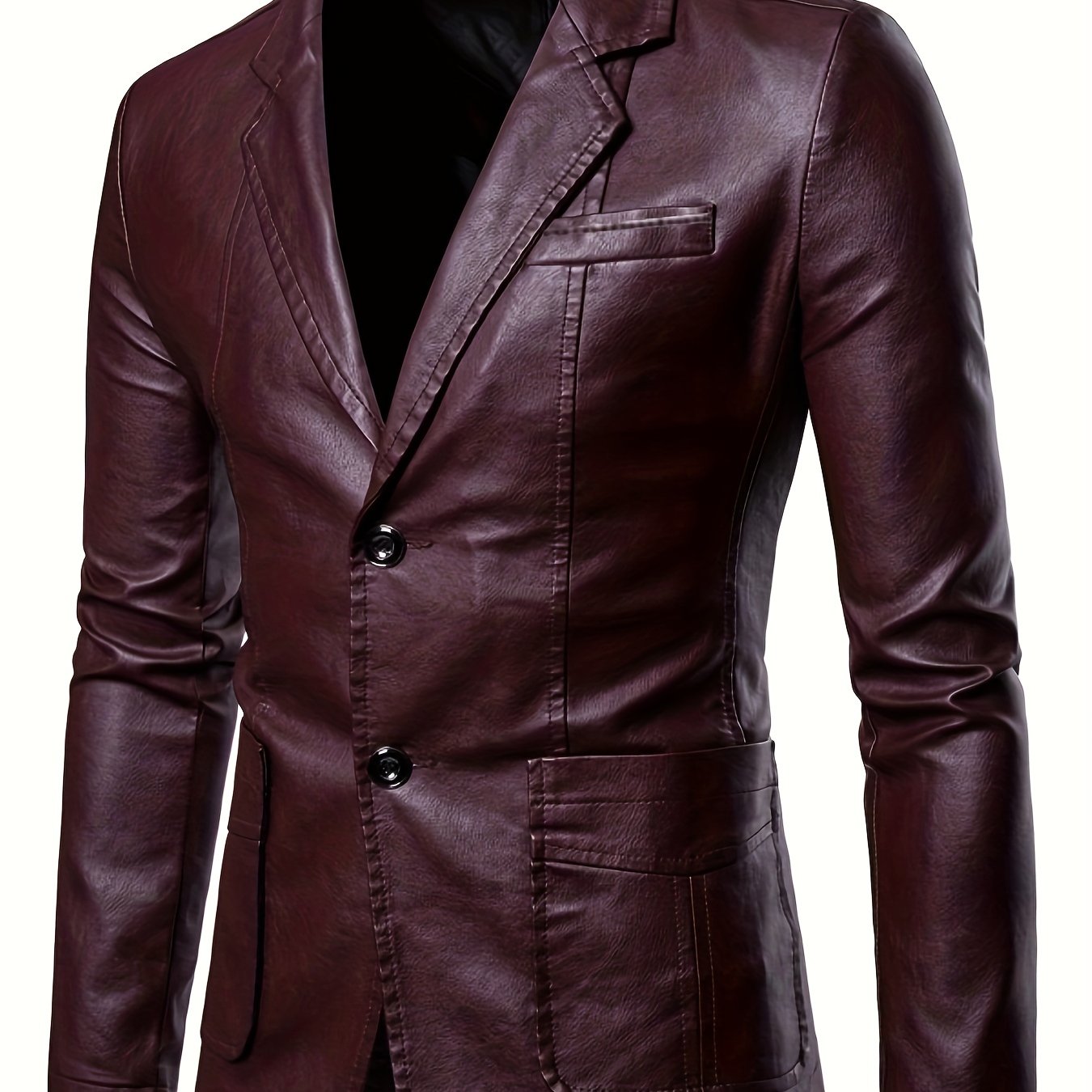 Men's PU Leather Jacket Casual Suit For Autumn And Winter, Old Money Style