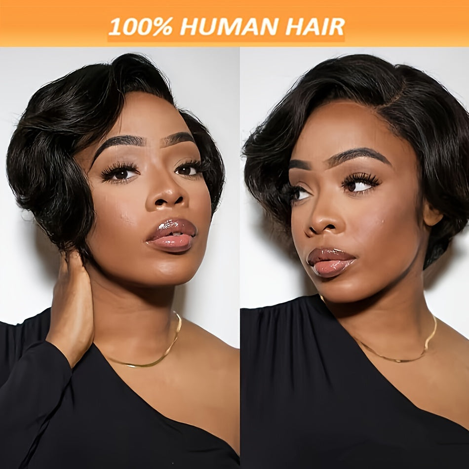 natraul look daily party use wig 150% density pixie wig 13*4 frontal transparent lace human hair wigs for women 8inch short straight pixie human hair