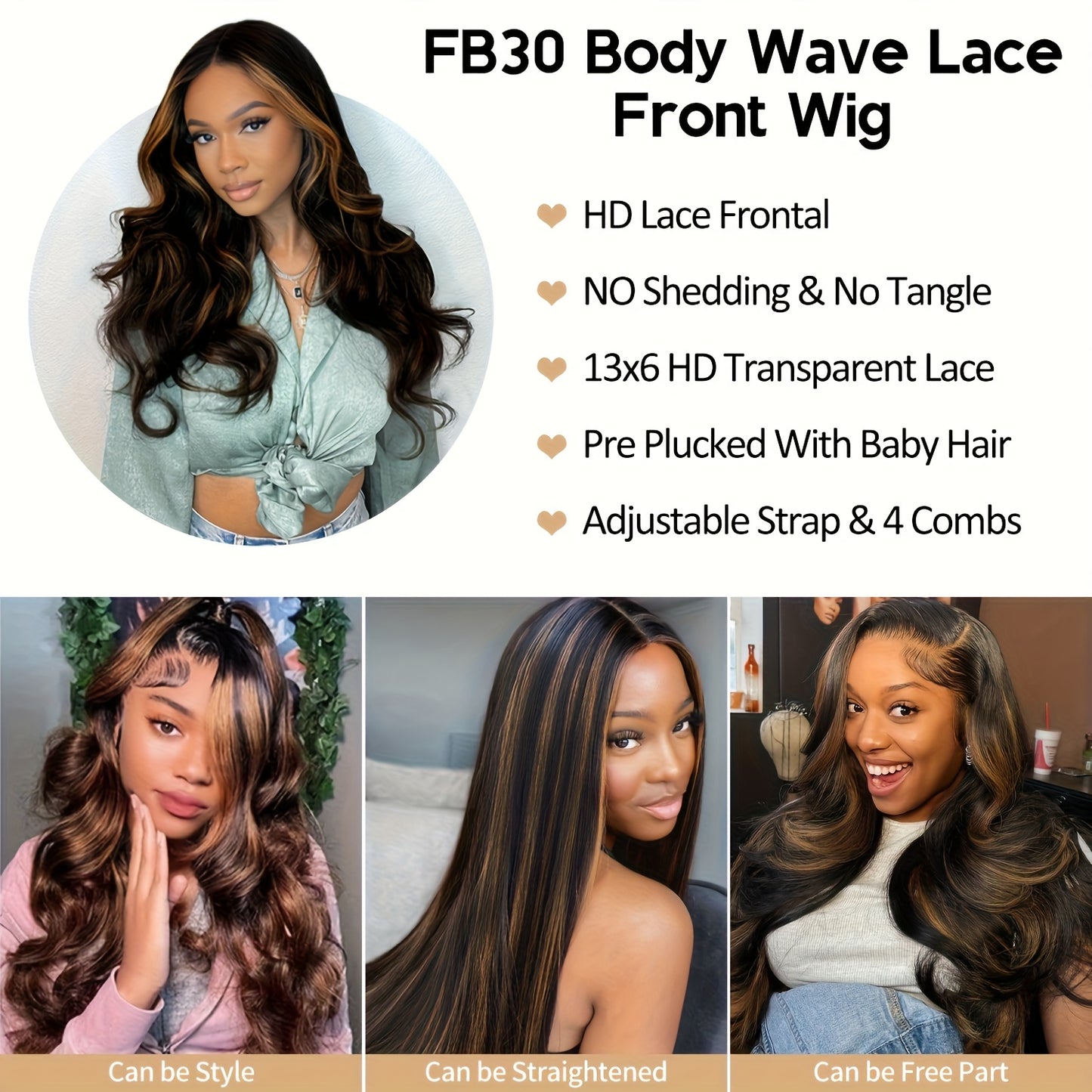 BTOMAR 13x6 HD Lace Front Wig - Density Real Human Hair Wavy Curl, Pre-Rooted Gradient Color Change, Natural Look for Women, Vacation & Party Elegance, Daily & Work Use, Anti-Tangle Hairpiece, Hair Wigs, Stylish Hair Accessor