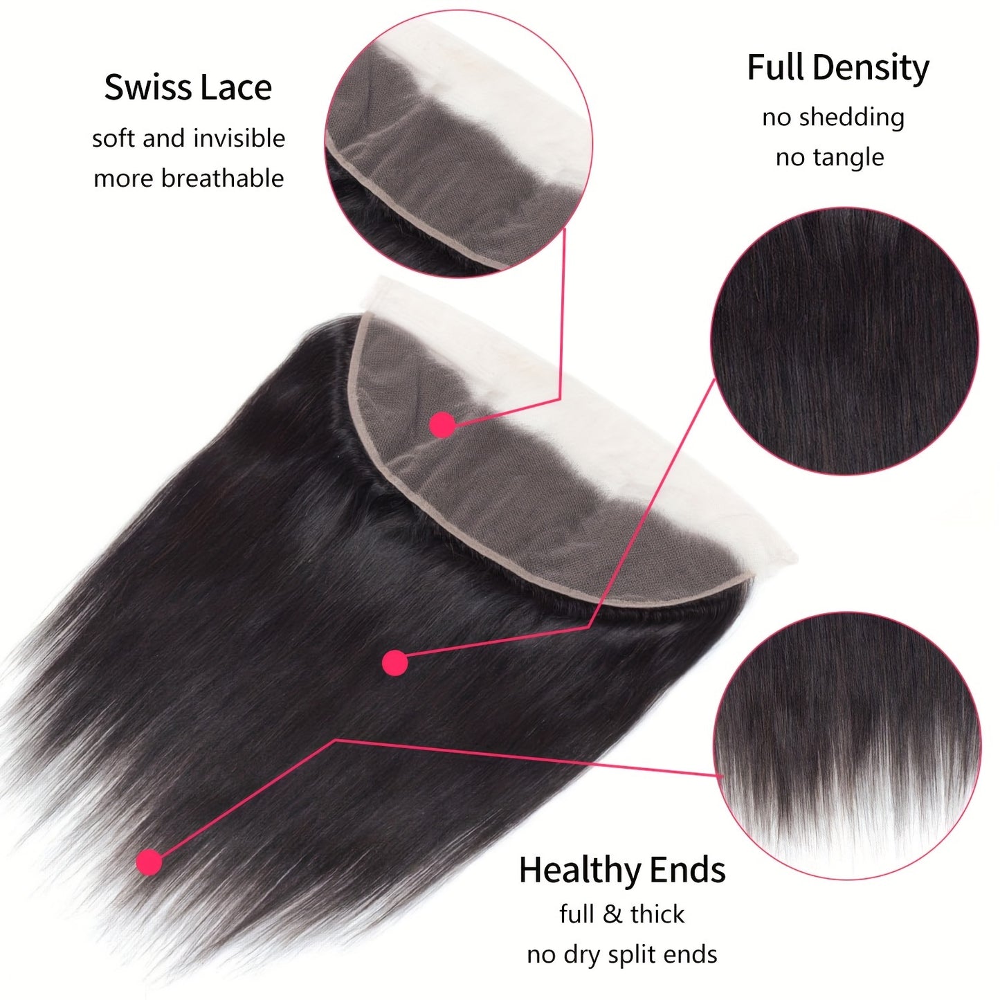 13x4 HD Lace Frontal Closure Brazilian Straight Human Hair Frontal 150% Density Brazilian Virgin Straight Hair Frontal Closures Natural Black Color