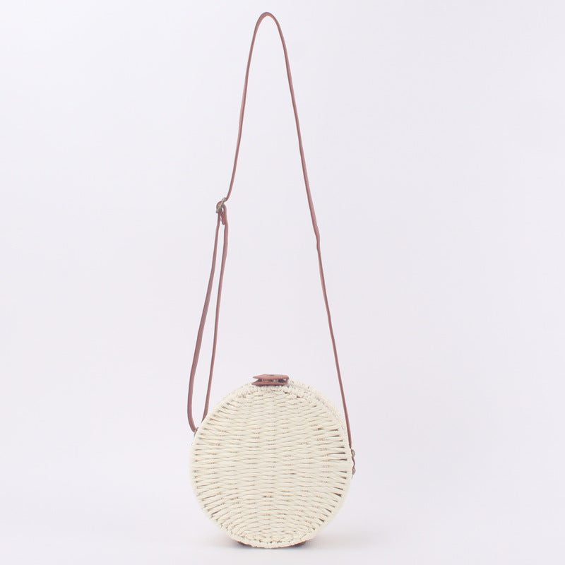 Round Straw Bags Women Summer Rattan Bag Handmade Woven Beach Cross Body Bag