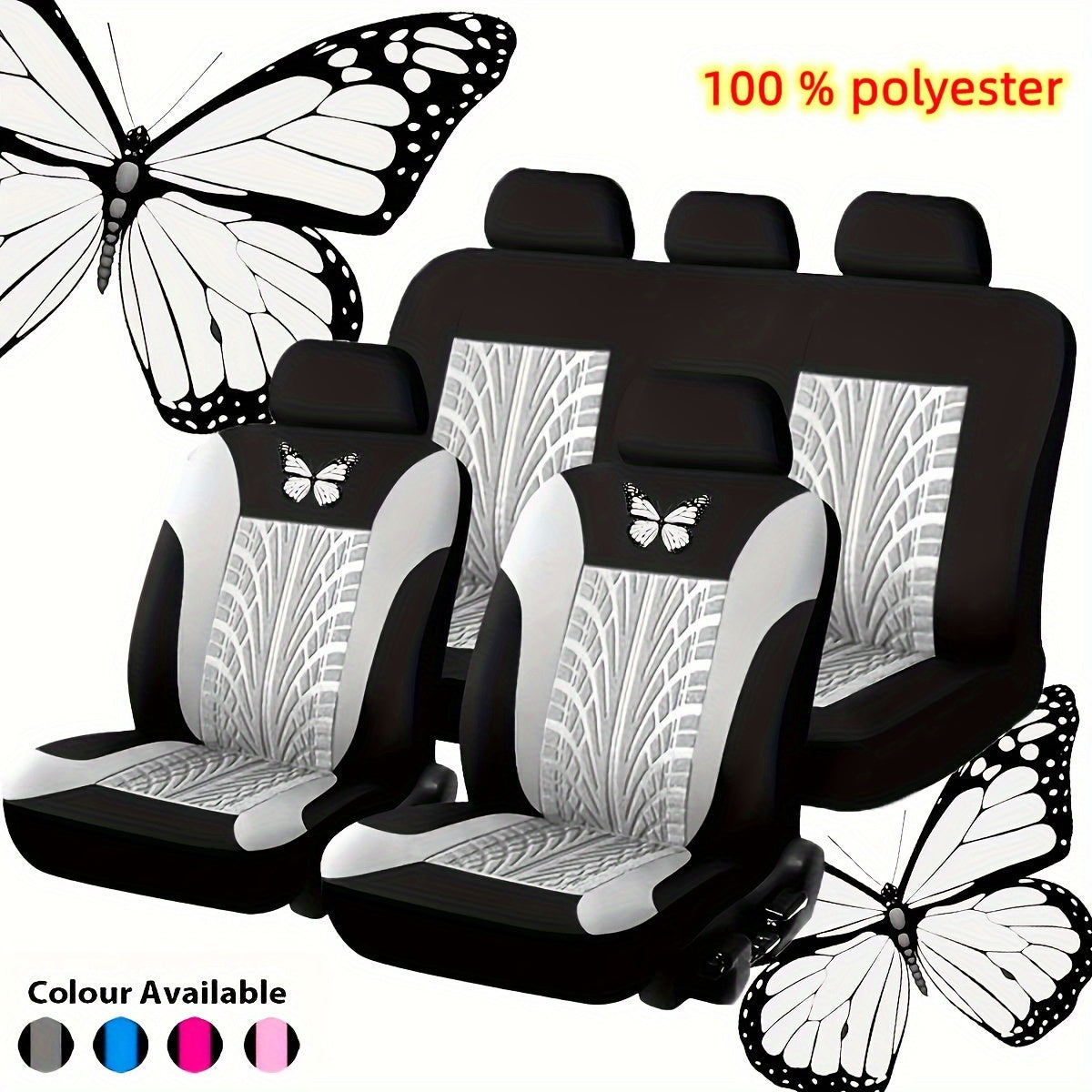 Full Set Red Universal Butterfly Pattern Embroidery Car Seat Cover Auto Seat Cover Set Christmas Gift