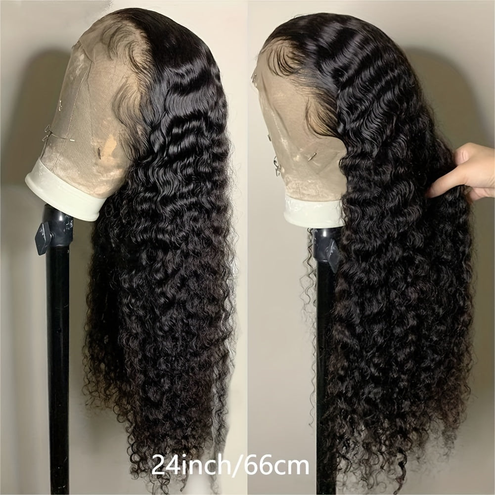 200% Density 13x6 Deep Wave Lace Front Wigs Human Hair 13x6 HD Lace Deep Curly Glueless Frontal Wigs Human Hair Pre Plucked For Women