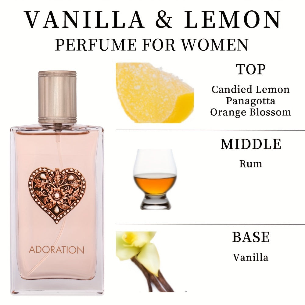 3.4fl Oz Sensual Bliss Eau De Parfum Spray - Long-Lasting, All-Day Fragrance with Candied Lemon, Panacotta, and Orange Blossom Notes - Perfect for Dating, Daily Life, Parties, and Gift Giving