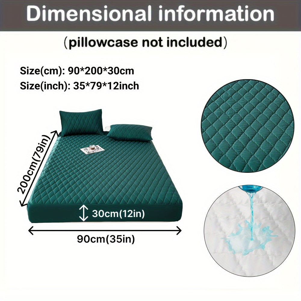 1pc Waterproof Mattress Cover, Soft and Comfortable Thick Bed Sheet, Breathable Dust-proof Urine-proof Quilted Mattress Protector, Suitable for Bedroom, Guest Room, White/Dark Blue/Dark Green/Gray
