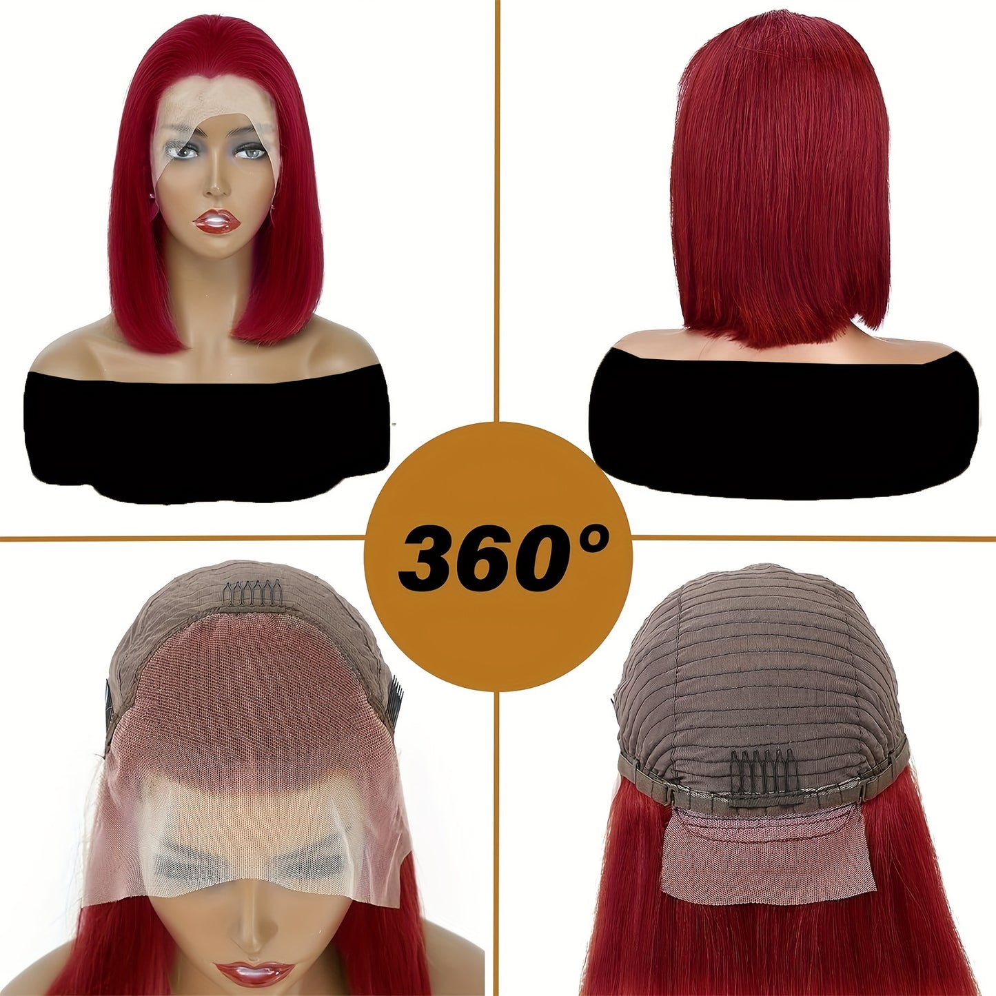 13x4 99J Lace Front Bob Wigs Human Hair Wig 150% Density 13x4 HD Lace Front Bob Human Hair Wig For Women Pre Plucked With Bleached Knots Natural Hairline And Women's Wig Used Daily Party Cosplay Holiday