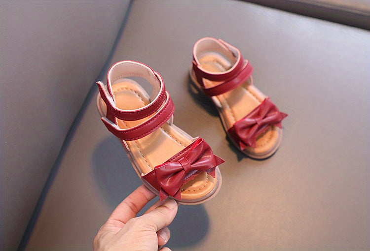 Adorable Bow-Adorned Casual Sandals For Baby Girls, Soft Sole Sandals Perfect For Walking