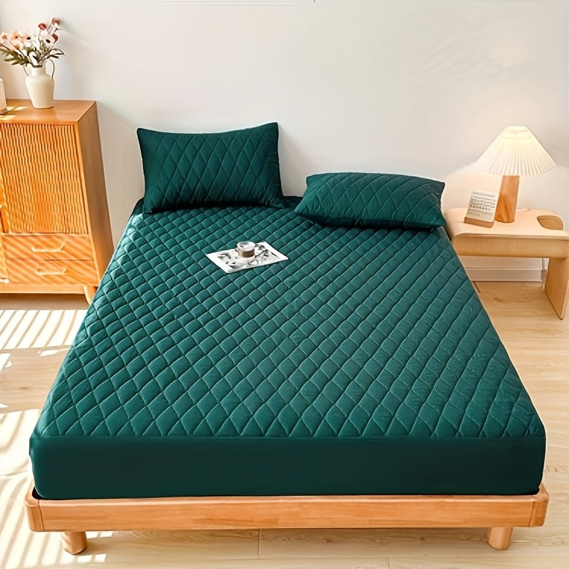 1pc Waterproof Mattress Cover, Soft and Comfortable Thick Bed Sheet, Breathable Dust-proof Urine-proof Quilted Mattress Protector, Suitable for Bedroom, Guest Room, White/Dark Blue/Dark Green/Gray