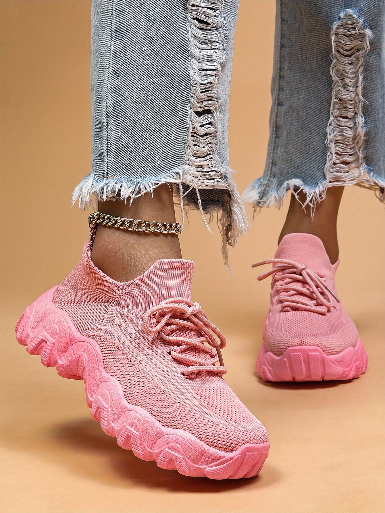 Women'S Casual Sports Sneakers, Striped Low Top Slip-On Shoes with Round Toe, Non-Slip Rubber Sole, Fabric Upper & Inner, All-Season Spring Footwear