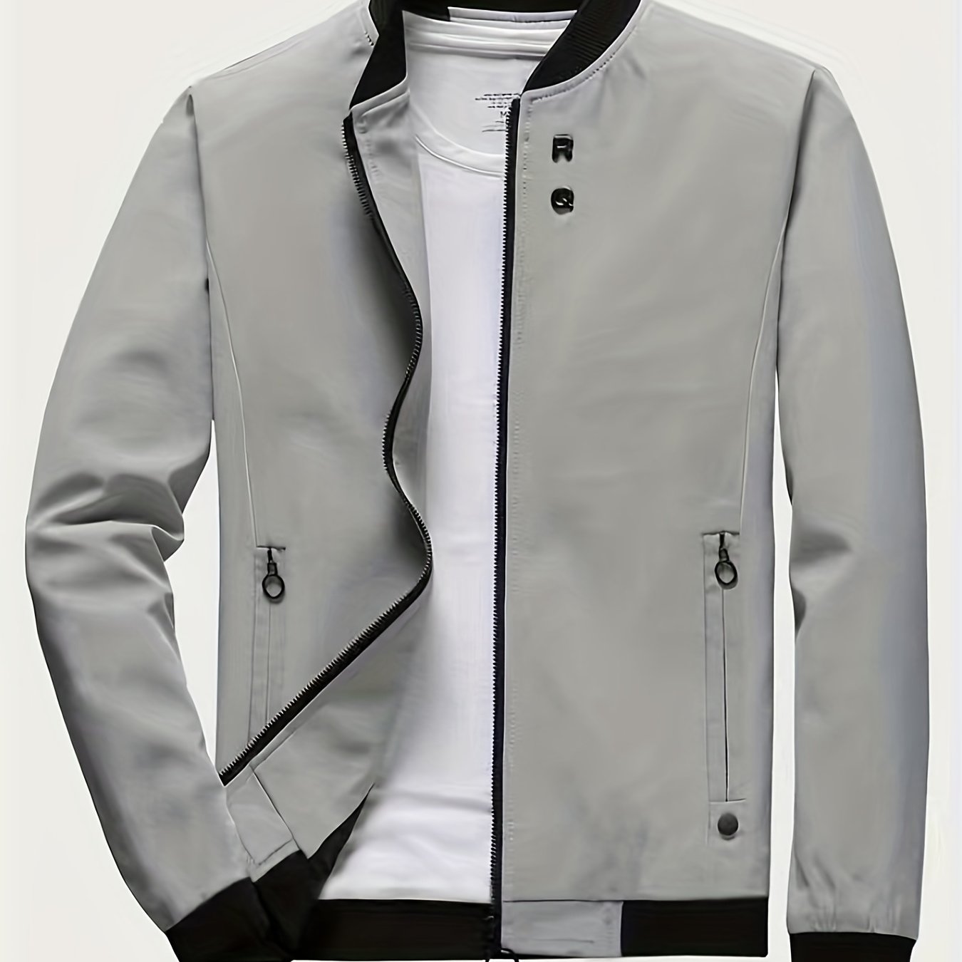 Windproof Slim Fit Long-sleeved Jacket - Casual Stand Collar Zippered Top - Suitable For Spring And Autumn