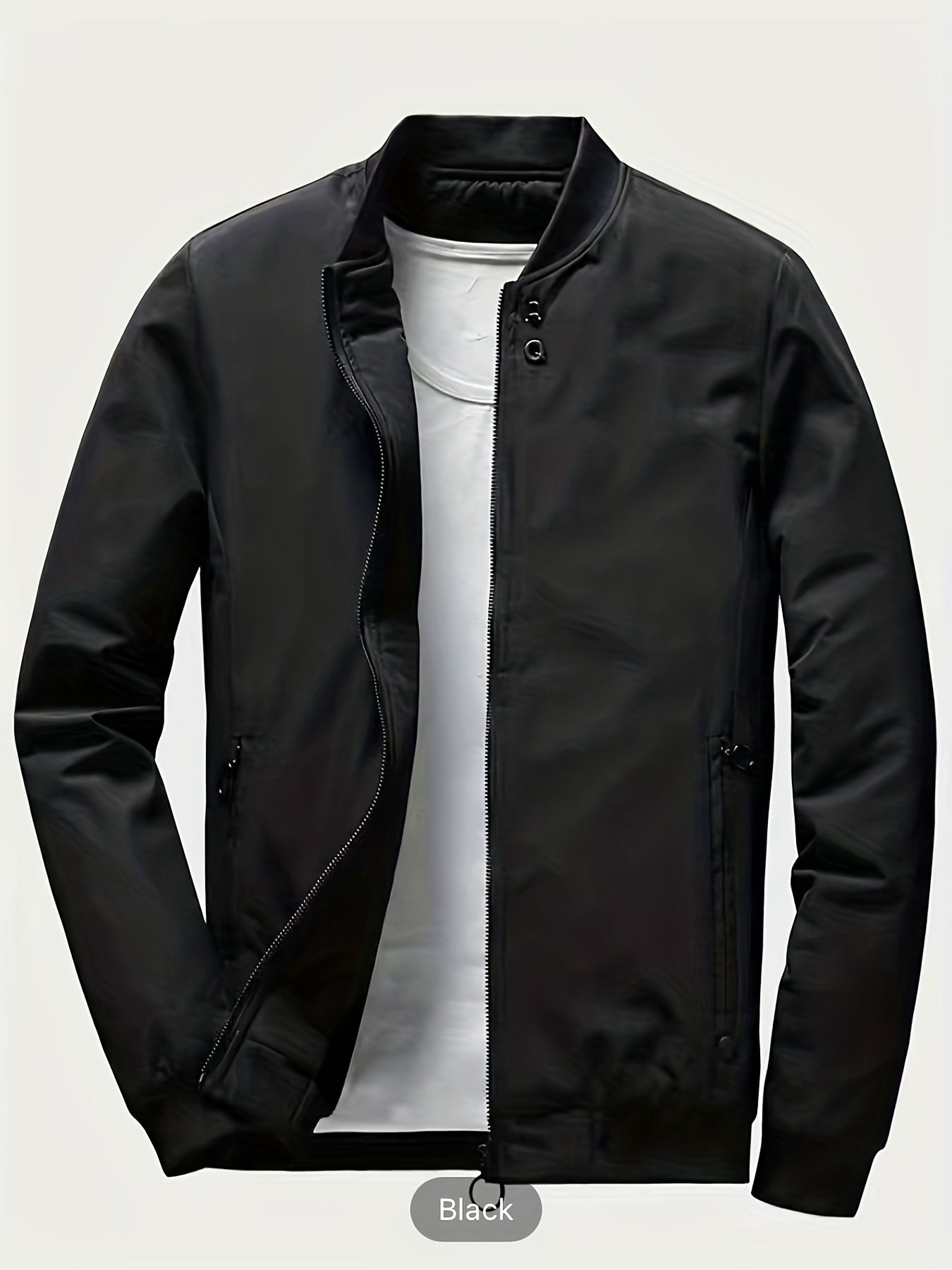 Windproof Slim Fit Long-sleeved Jacket - Casual Stand Collar Zippered Top - Suitable For Spring And Autumn