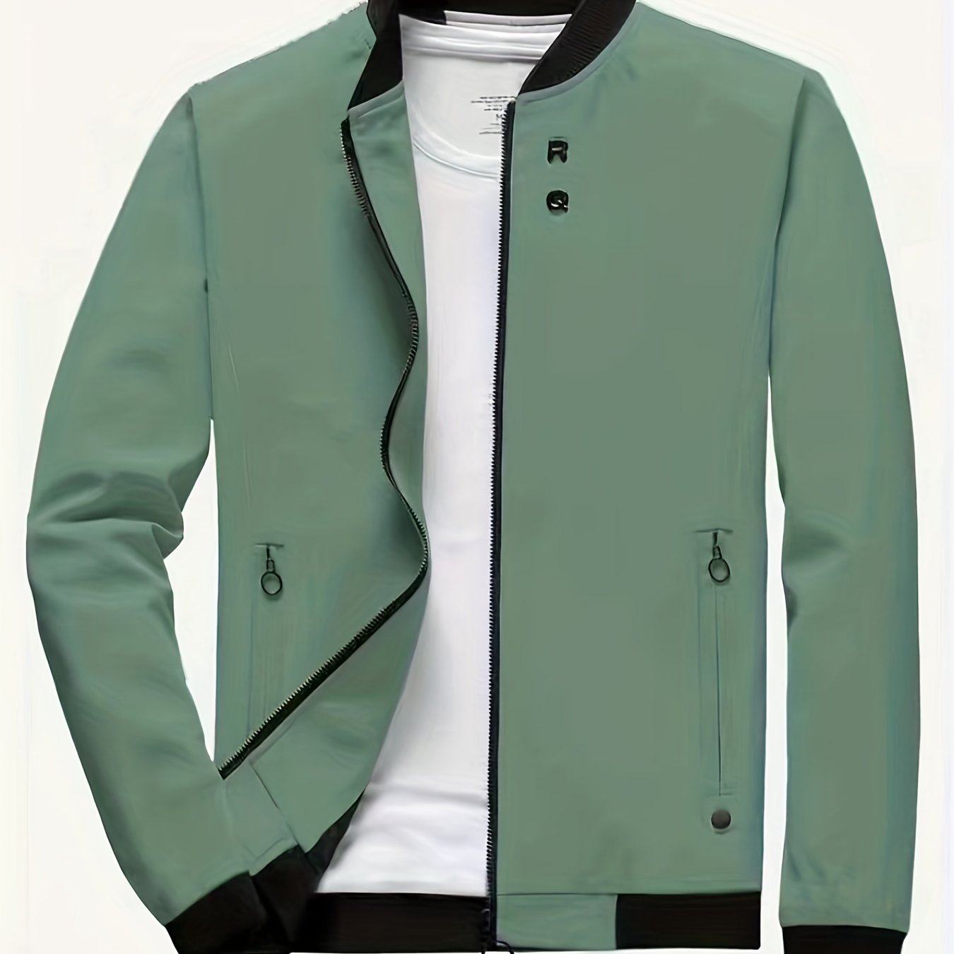 Windproof Slim Fit Long-sleeved Jacket - Casual Stand Collar Zippered Top - Suitable For Spring And Autumn