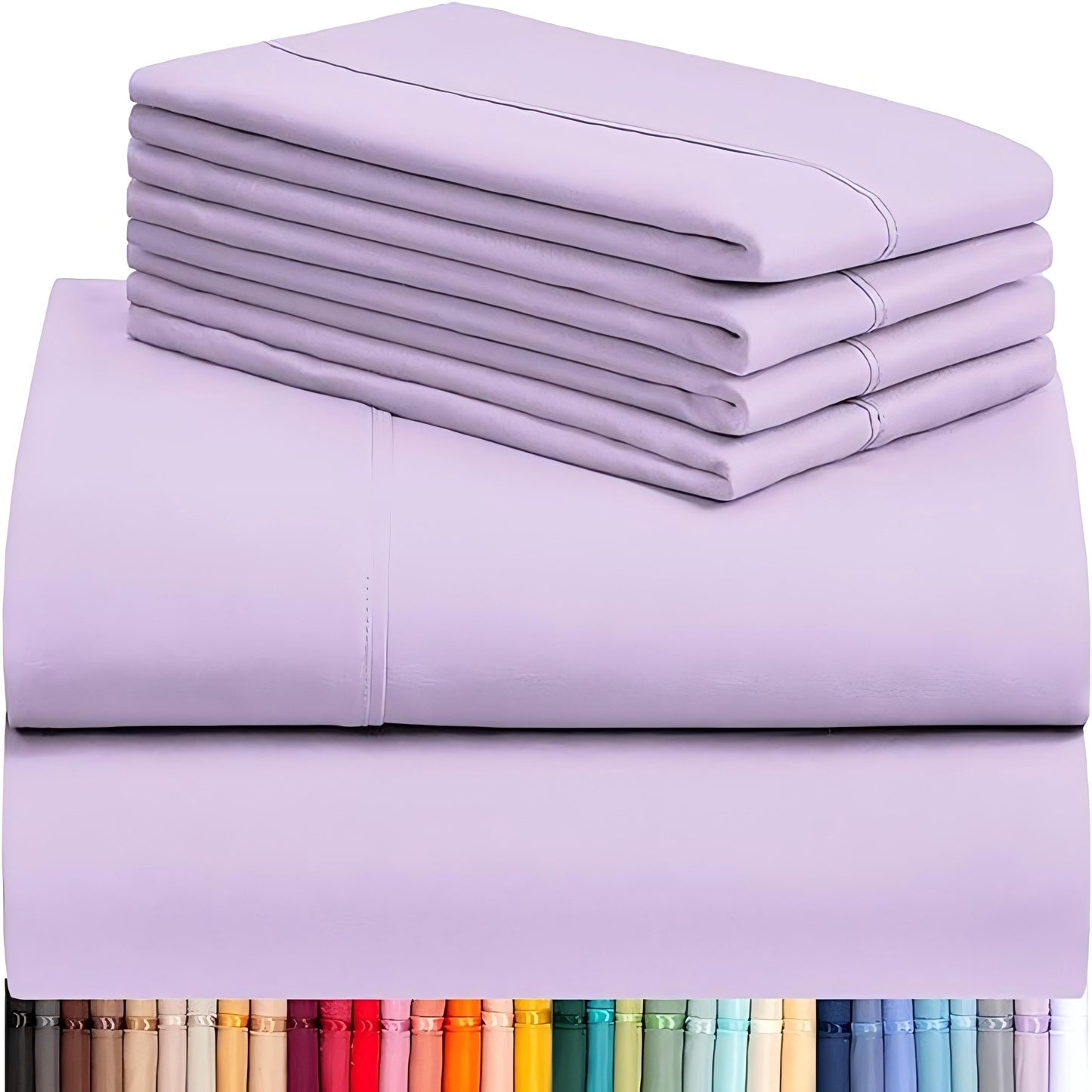 6pcs Luxury Cooling Bed Sheet Set, Soft Comfort Set, Queen Size Bedding Set, Breathable, Wrinkle Resistant,, Soft, with 18 Inch Deep Pockets, Bedroom, Guest Room, Hotel Bedding Set (1* Flat Sheet + 1* Fitted Sheet + 4* Pillow