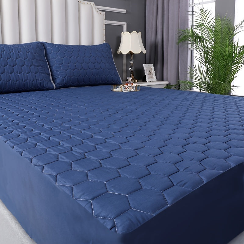 1pc Deluxe Waterproof Three-Layer Thickened Fitted Bed Sheet - Breathable, Non-Slip, Reversible, Machine Washable, All-Season Mattress Protector - Perfect for Hotel Guest Room, Dorm, Deep Pocket Mattress, Eid al-Adha Gift Ide