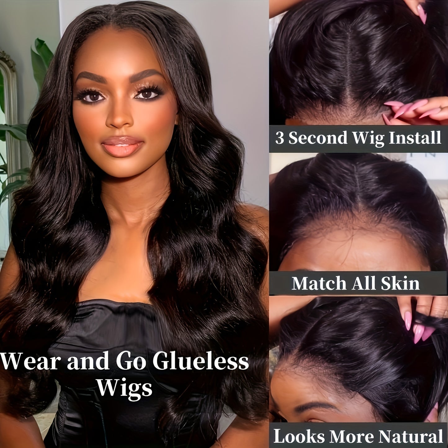 13x4 Brazilian Human Hair Wigs - Smooth Body Wave, Glueless & HD Lace Front - Pre-Cut, Pre-Plucked, 180% Density - Perfect for Beginners, Effortless Luxury Style