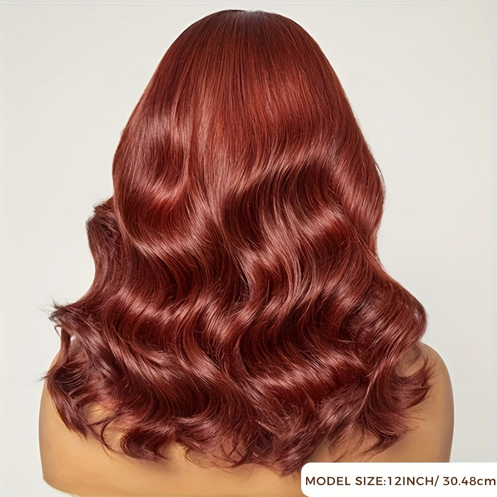 Reddish Brown Lace Front Human Hair Wigs Body Wave 13x6 HD Lace Frontal Wig Preplucked Dark Red Brown Lace Front Wig