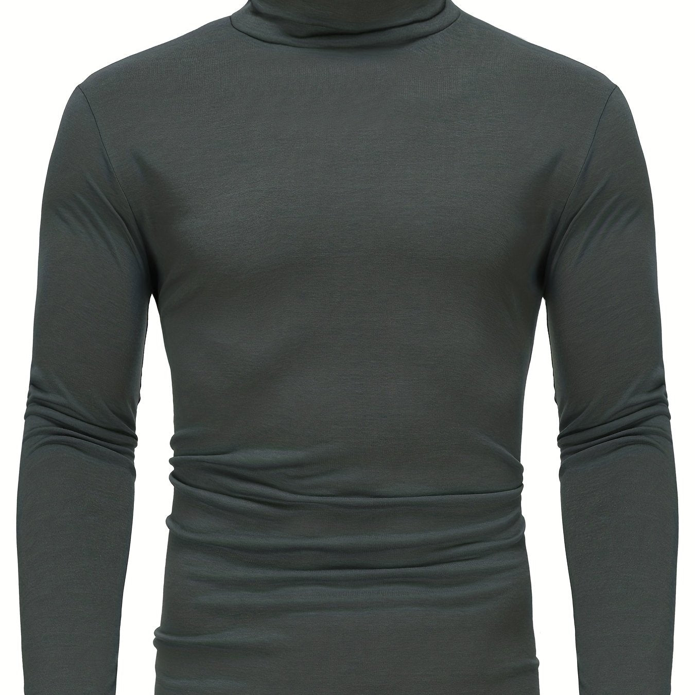 Long-Sleeved Multicolor Turtleneck Shirt for Men - Soft Medium Stretch Polyester Fabric, Regular Fit, High Neck Collar, Machine Washable, Perfect for Spring and Fall Seasons