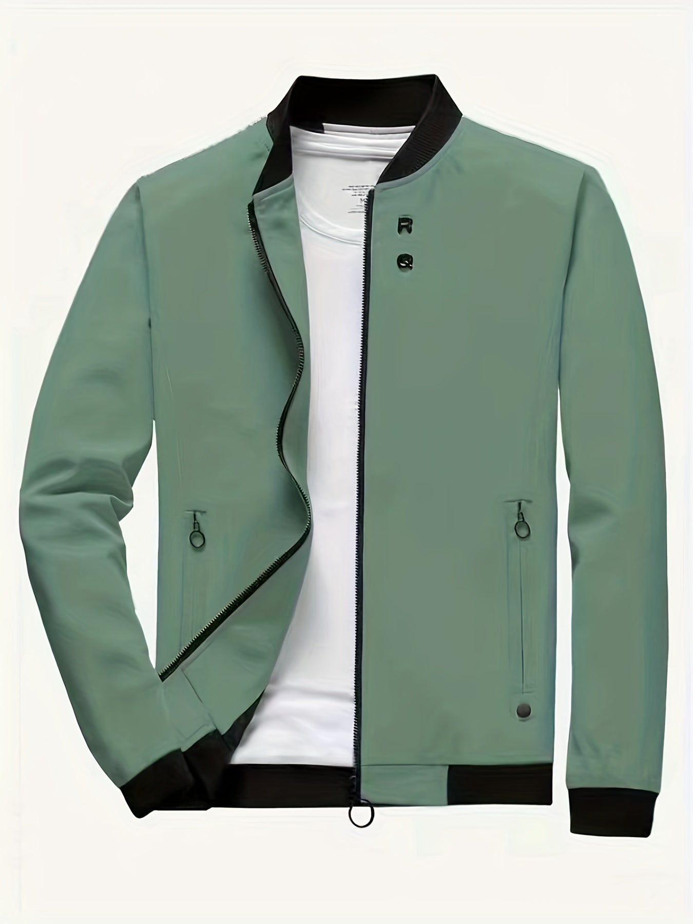 Windproof Slim Fit Long-sleeved Jacket - Casual Stand Collar Zippered Top - Suitable For Spring And Autumn