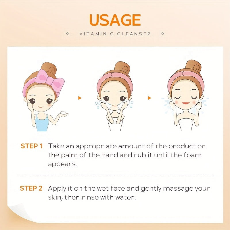 LAKOU Vitamin C Facial Cleanser - 50g/1.76oz, Formaldehyde-Free, Oil Control, Brightening, Pore Cleansing, Unisex-Adult, 1pc