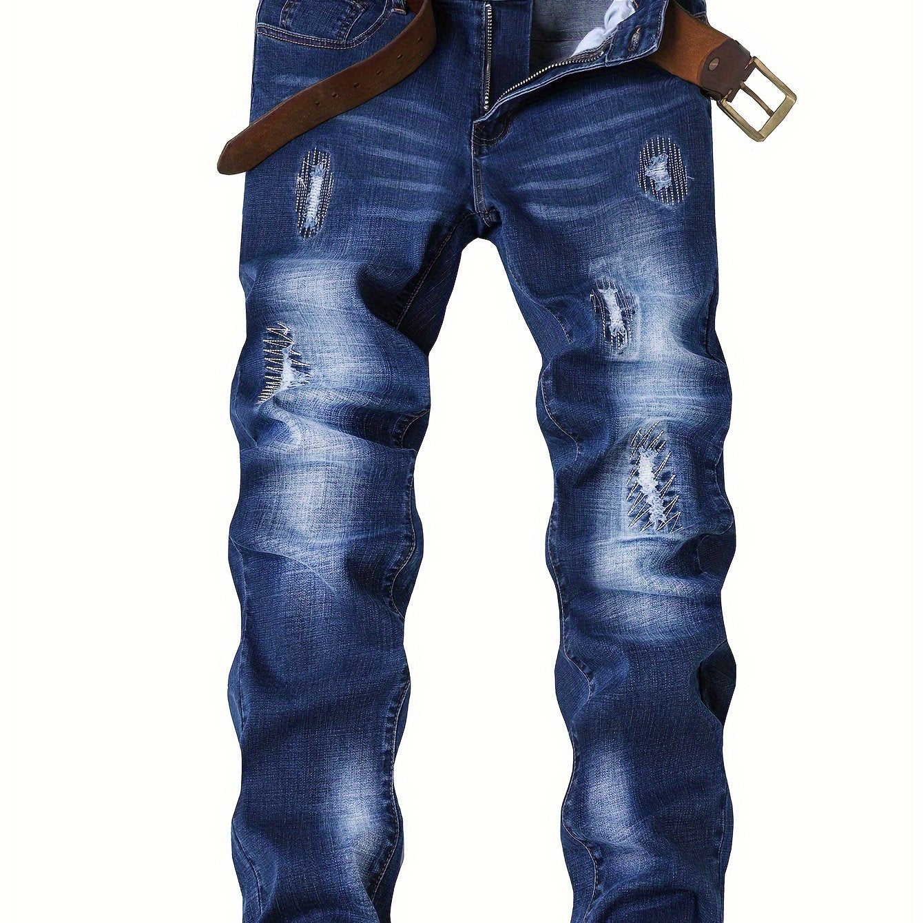 Stretchy Chic Ripped Skinny Jeans for Men - Soft, Breathable, Comfortable, Faded, Distressed Denim Pants with Elastic Waistband - Chic Street Style, Casual Fashion, Perfect for Daily Wear