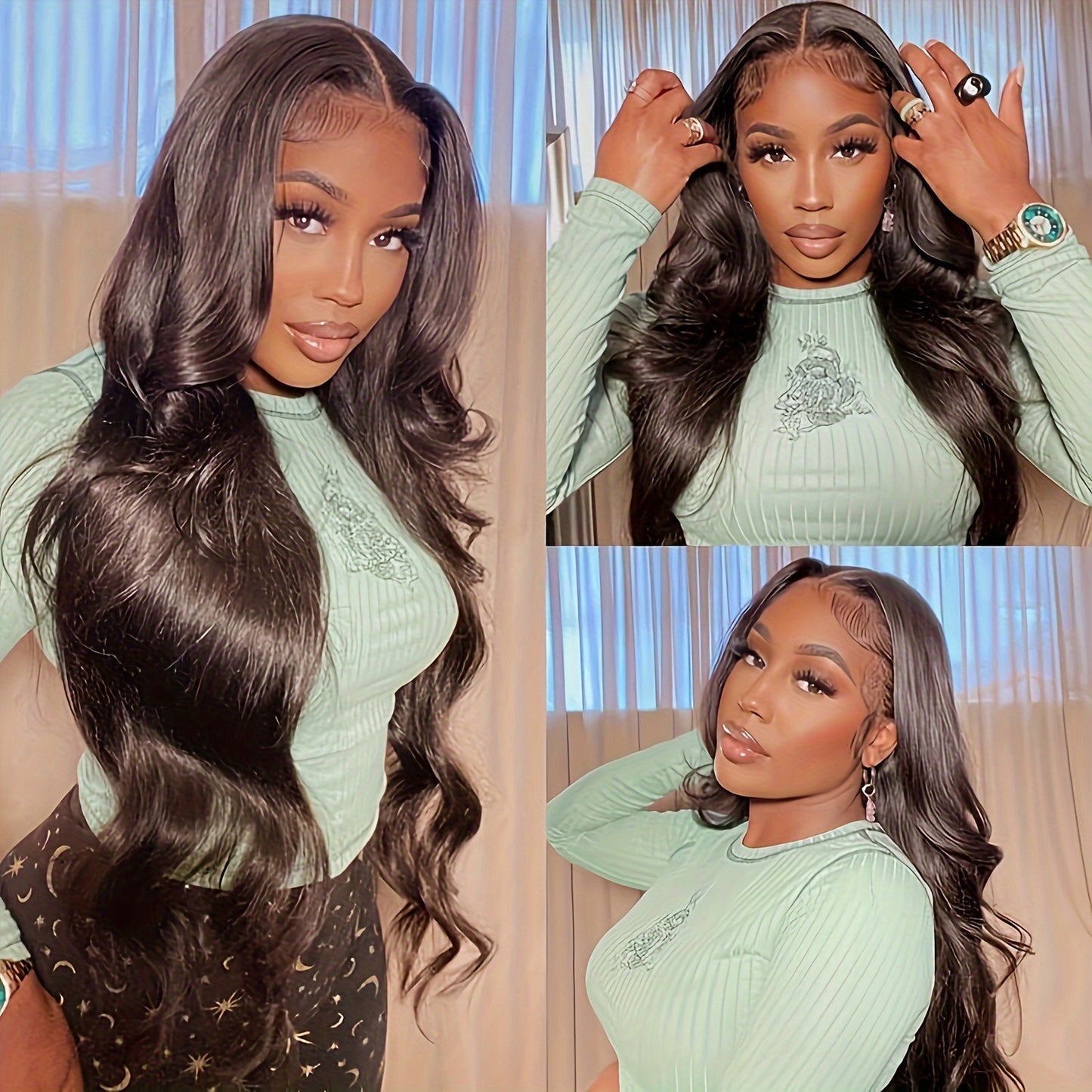 13x4 Brazilian Human Hair Wigs - Smooth Body Wave, Glueless & HD Lace Front - Pre-Cut, Pre-Plucked, 180% Density - Perfect for Beginners, Effortless Luxury Style