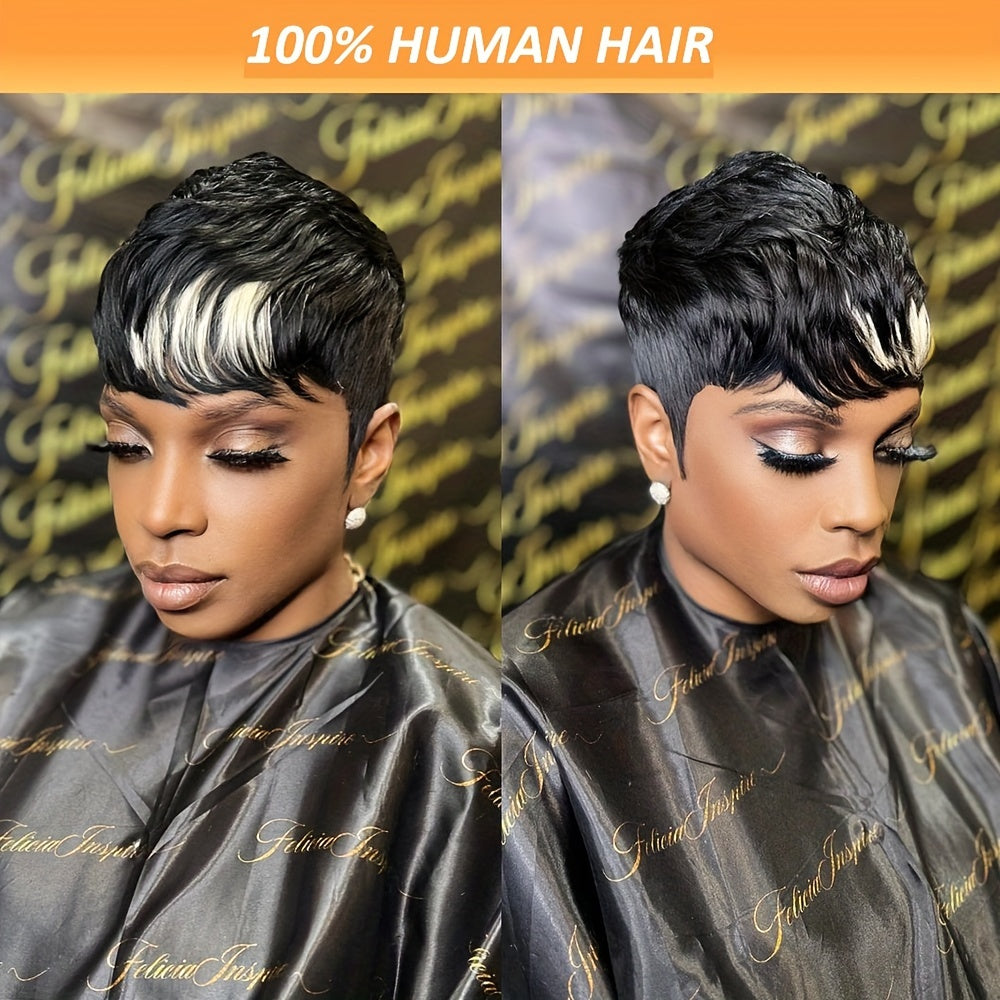 Pixie Cut Wig For Women Human Hair 613 Mixed 27# Short Wigs 9A Grade Real Human Hair Short Wigs With Bangs 613/27, 1B613 Wig None Lace Pixie Wigs Human Hair Wig For Women Glueless Wig Natural Looking Short Wigs