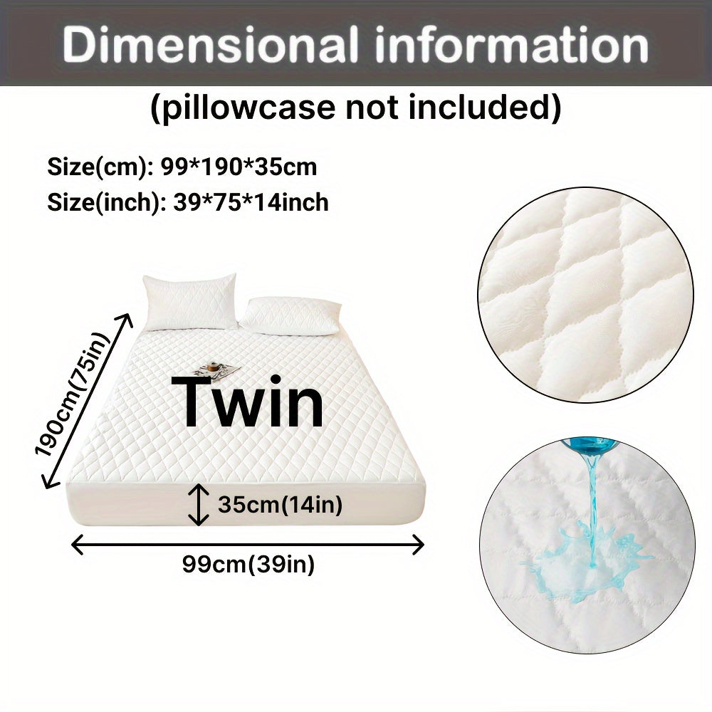 1pc Waterproof Mattress Cover, Soft and Comfortable Thick Bed Sheet, Breathable Dust-proof Urine-proof Quilted Mattress Protector, Suitable for Bedroom, Guest Room, White/Dark Blue/Dark Green/Gray