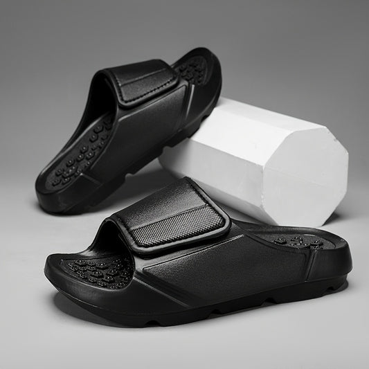 Men'S Breathable Massage Sandals - Comfortable EVA Summer Slides with Arch Support, Hook-and-Loop Closure, and Comfortable Heel for Outdoor, Beach, and Casual Wear, Strappy Sandal