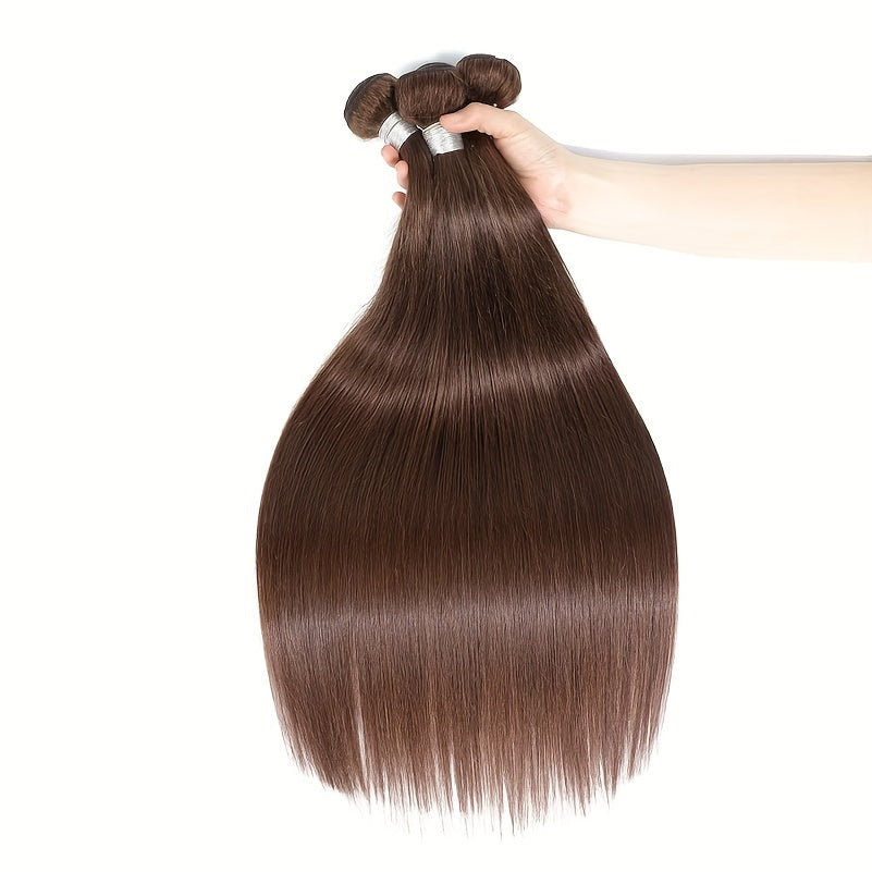 Brown Bunches Of Human Hair, Light Brown Straight Hair Bunches, 3 Brazilian Straight Hair Bunches, 100% Human Hair, Women'S Hair Extension
