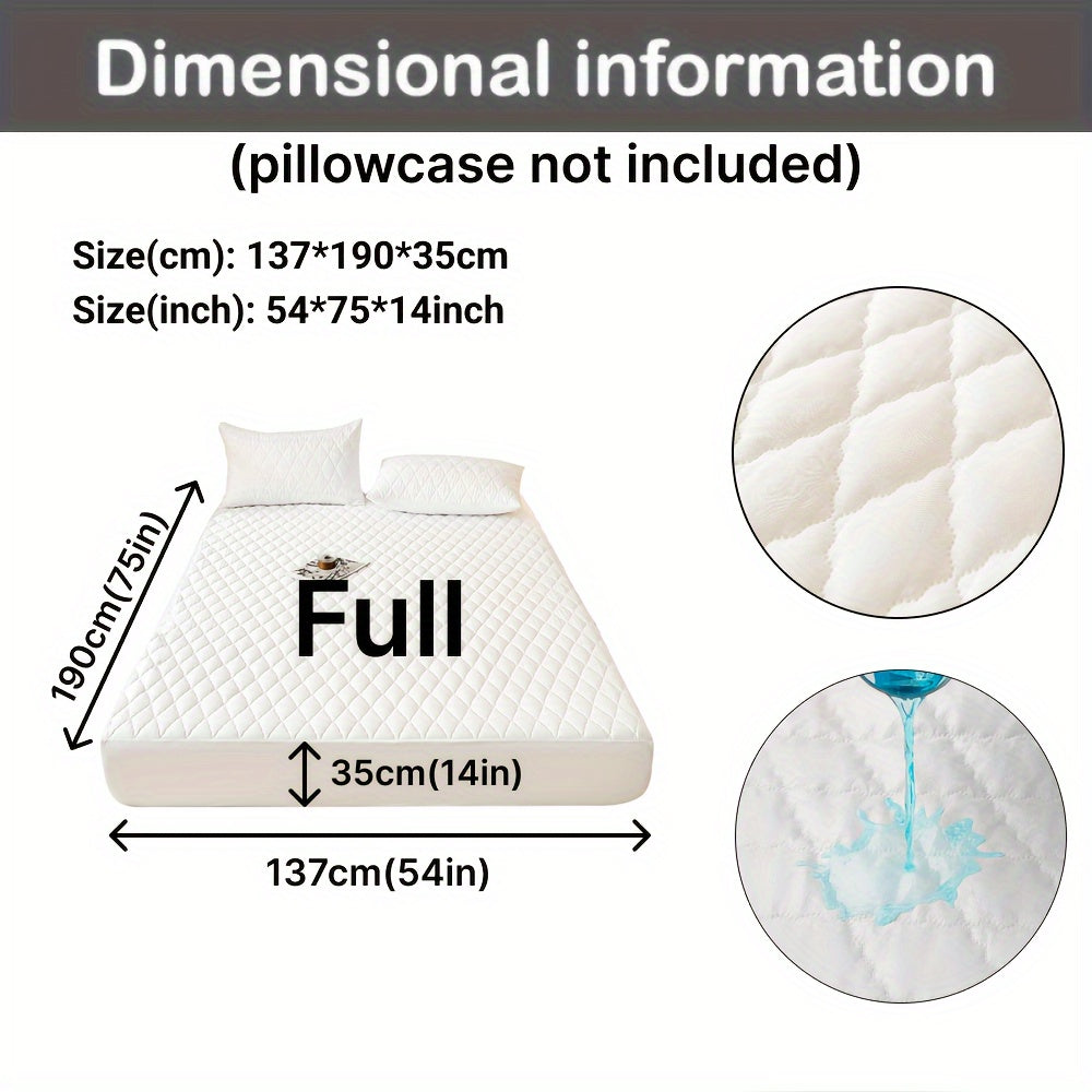 1pc Waterproof Mattress Cover, Soft and Comfortable Thick Bed Sheet, Breathable Dust-proof Urine-proof Quilted Mattress Protector, Suitable for Bedroom, Guest Room, White/Dark Blue/Dark Green/Gray