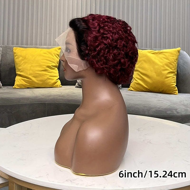 13x1 Lace 130% Density Pre Plucked Short Curly Human Hair Wigs Pixie Cut Bob Glueless Wigs Front For Black Women With Baby Hair
