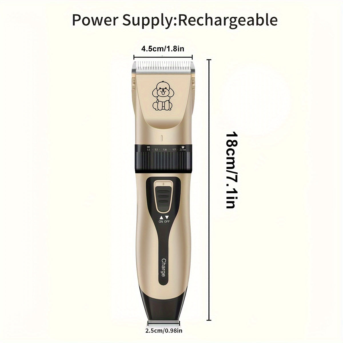 Low-Noise Professional Cordless Pet Grooming Clipper - USB Rechargeable Dog & Cat Hair Trimmer for All Pet Sizes & Hair Lengths - Lithium Battery-18650 Series, Suitable for Cats, Dogs & Human Hair