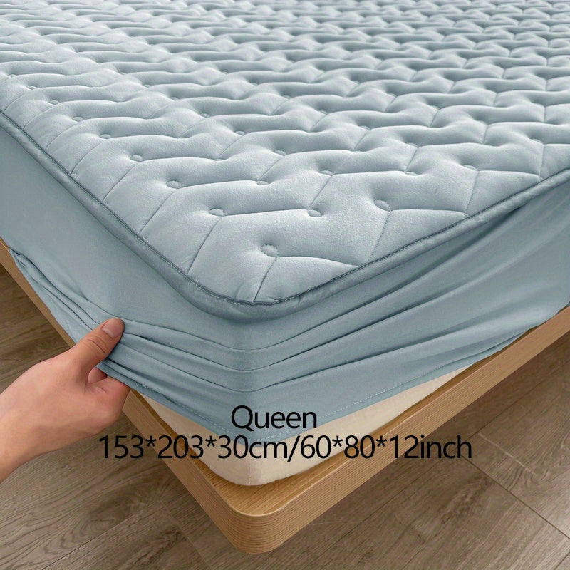 1pc Waterproof Fitted Sheet, Soft Comfortable Polyester Bedding Fitted Sheet, For Bedroom, Guest Room, With Deep Pocket, Fitted Bed Sheet Only