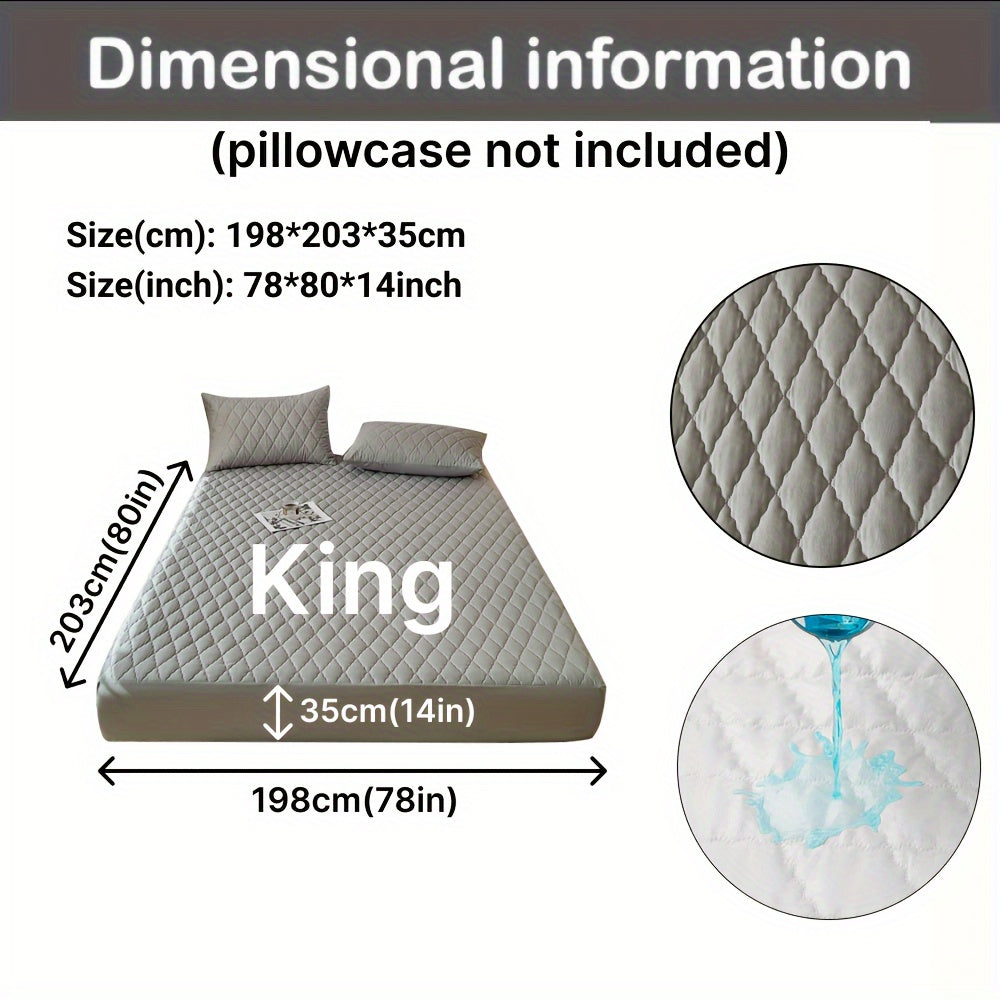 1pc Waterproof Mattress Cover, Soft and Comfortable Thick Bed Sheet, Breathable Dust-proof Urine-proof Quilted Mattress Protector, Suitable for Bedroom, Guest Room, White/Dark Blue/Dark Green/Gray