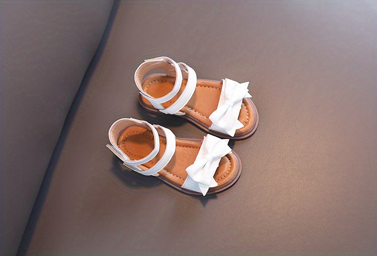 Adorable Bow-Adorned Casual Sandals For Baby Girls, Soft Sole Sandals Perfect For Walking