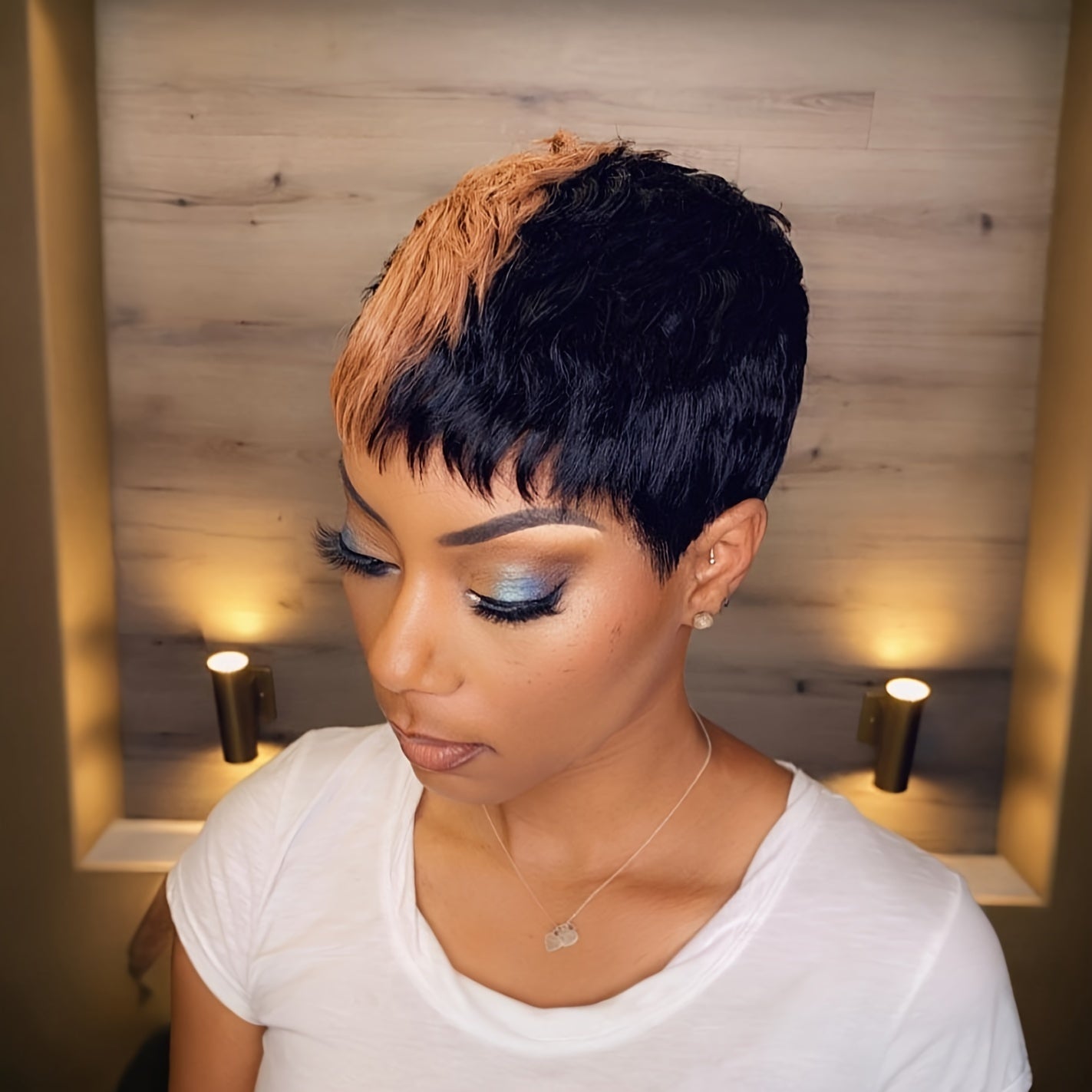 Elegant Pixie Cut Wig for Women – 6-inch Straight Hair, 150% Density, Brazilian Virgin Human Hair, Rose Net Cap, Short Non-Lace Front Machine Made Wig with Layered Haircut, Glueless Full Cap for African Women