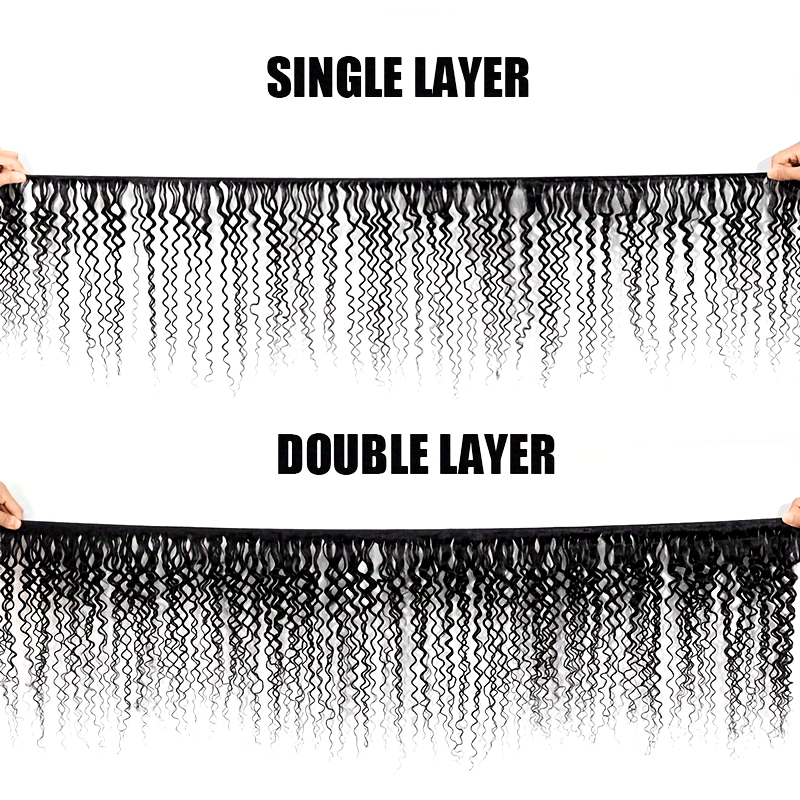 Kinky Curly Human Hair Bundles - Thick Curly Weaves, Virgin Hair Bundles for Full Head Coverage in Natural Black Color (Can be Dyeable), 3 Bundles Totaling 300g±10g