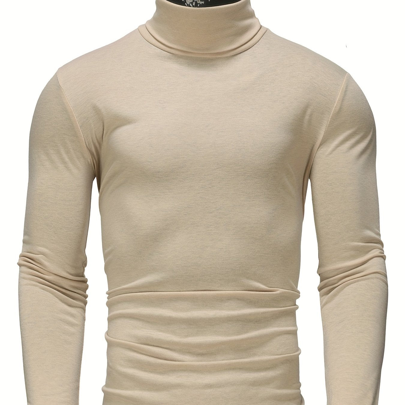 Long-Sleeved Multicolor Turtleneck Shirt for Men - Soft Medium Stretch Polyester Fabric, Regular Fit, High Neck Collar, Machine Washable, Perfect for Spring and Fall Seasons