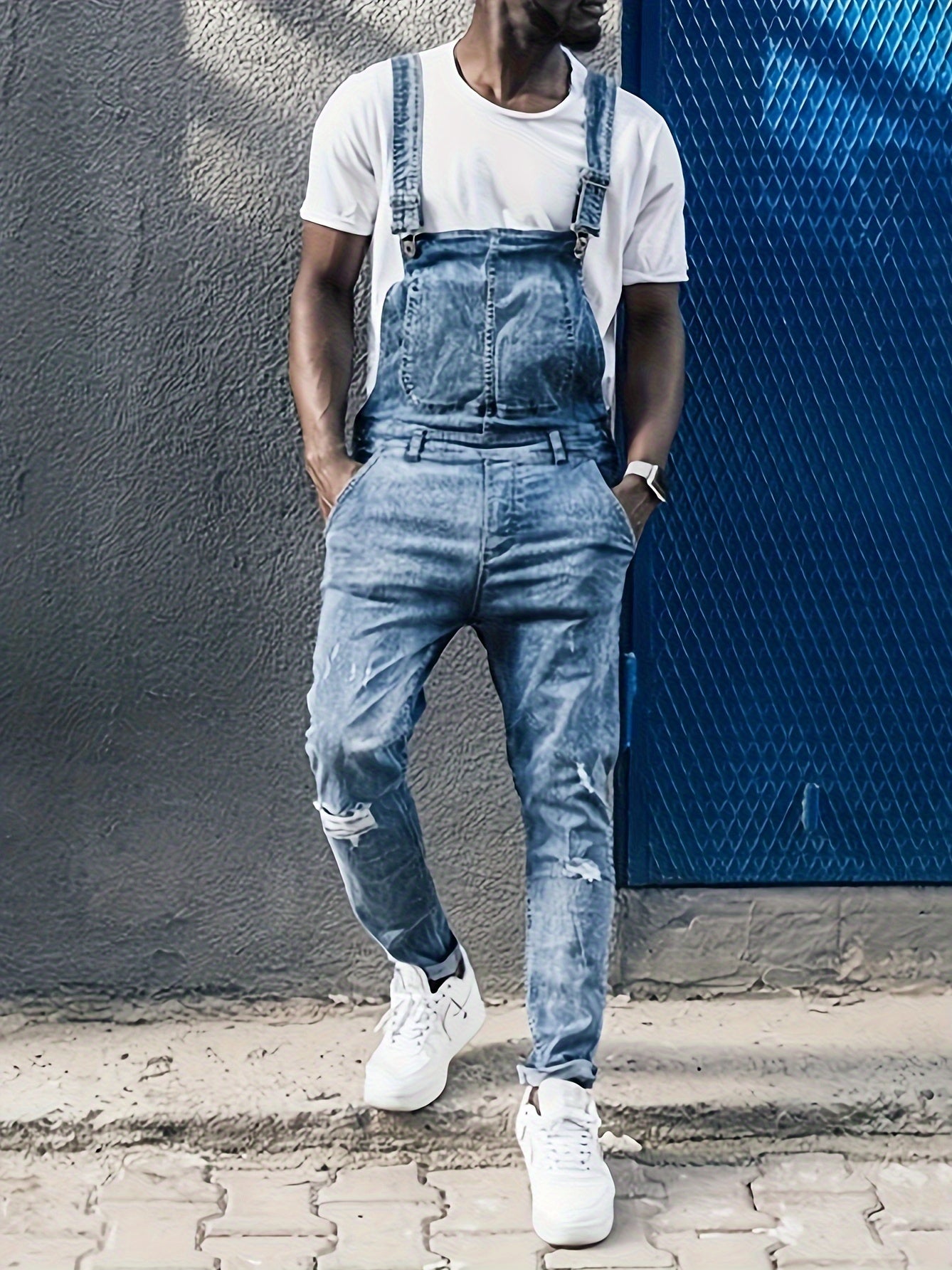 Stylish Slim Fit Ripped Jeans for Men - Soft Stretch Denim, Versatile Casual Wear, Machine Washable, Comfortable and Breathable, Perfect for Daily Life