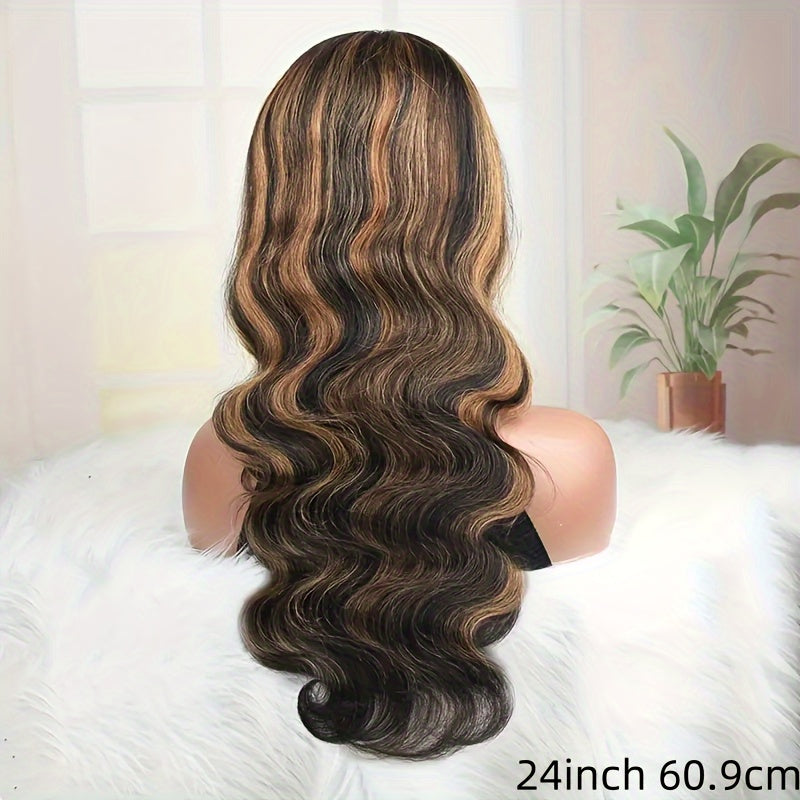 BTOMAR 13x6 HD Lace Front Wig - Density Real Human Hair Wavy Curl, Pre-Rooted Gradient Color Change, Natural Look for Women, Vacation & Party Elegance, Daily & Work Use, Anti-Tangle Hairpiece, Hair Wigs, Stylish Hair Accessor