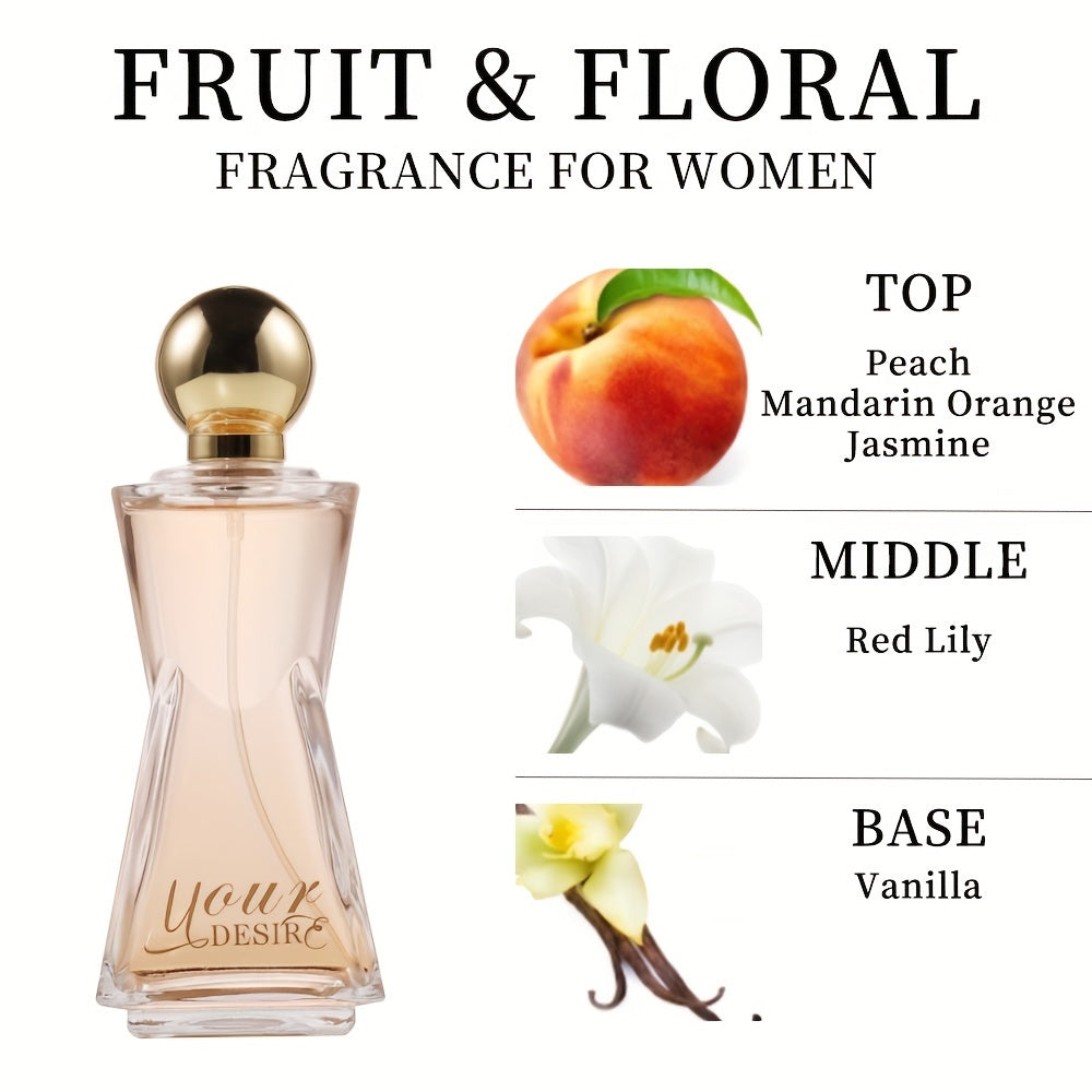 3.4fl Oz Luxurious Peach Blossom Eau De Parfum Spray - Long-Lasting, Seductive Fragrance with Mandarin Orange, Jasmine Notes - Perfect for Dating, Daily Life, Parties, Gift Giving, Romantic Occasions