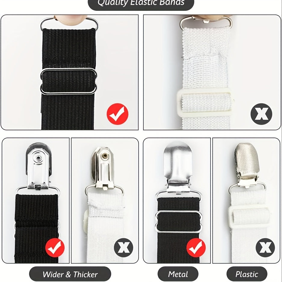 4pcs Adjustable Triangle Bed Sheet Fixers - Prevents Slipping and Running, Elastic Sofa and Tablecloth Clips, Anti-Slip Buckles for Secure Fit - Easy to Use, Durable, and Reusable Household Essentials