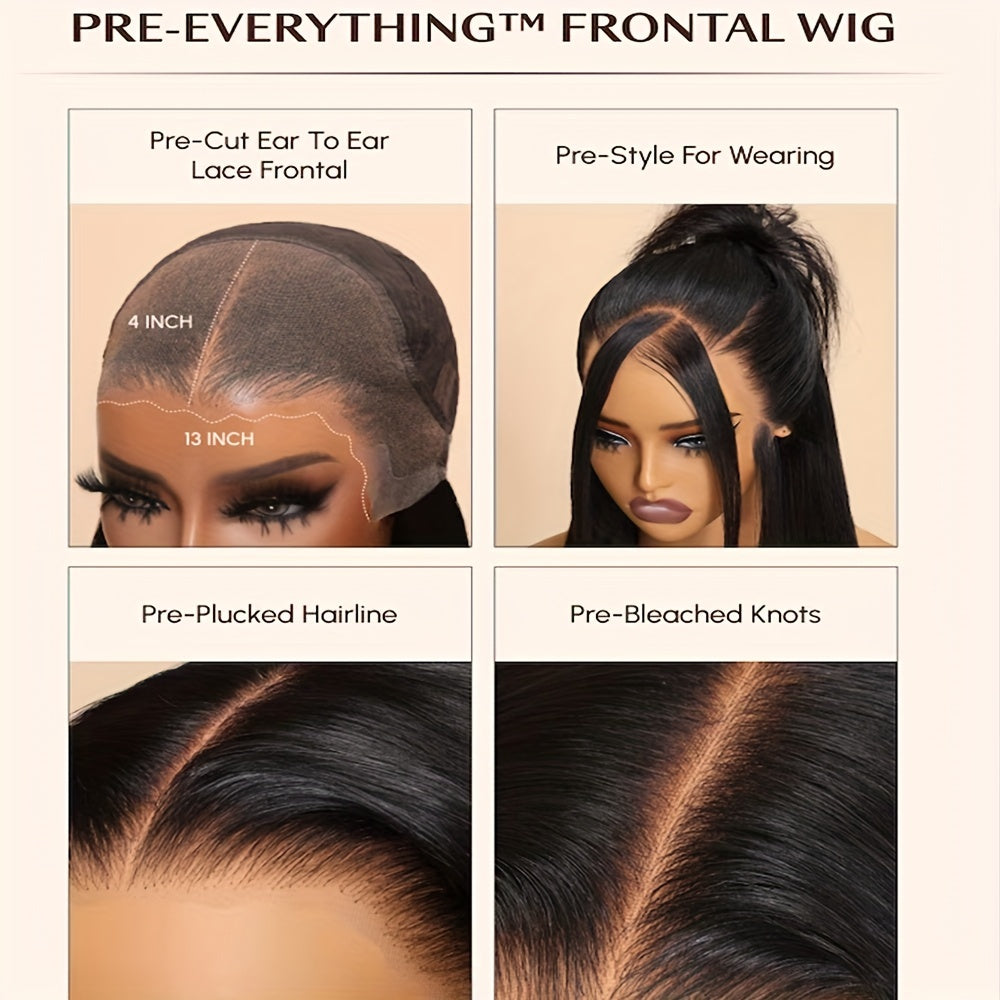 200% Density 13*4 Glueless Wigs Human Hair 13x4 Straight Lace Front Wig Human Hair Pre Plucked With Baby Hair Straight Brazilian Human Hair Wigs For Women Black Straight Wig