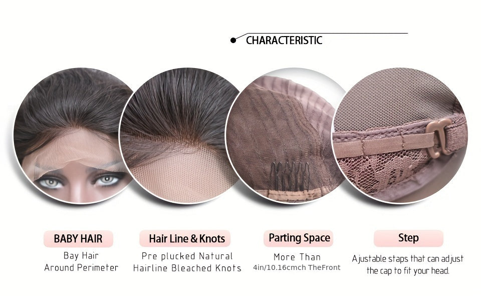 Basics Style Unisex-Adult Body Wave Lace Wig | Pre-Plucked 4x4 Transparent Swiss Lace | 180% Density Brazilian Human Hair | Long Layered Wavy Wig with Curtain Bangs | Suitable for All - 28 Inch