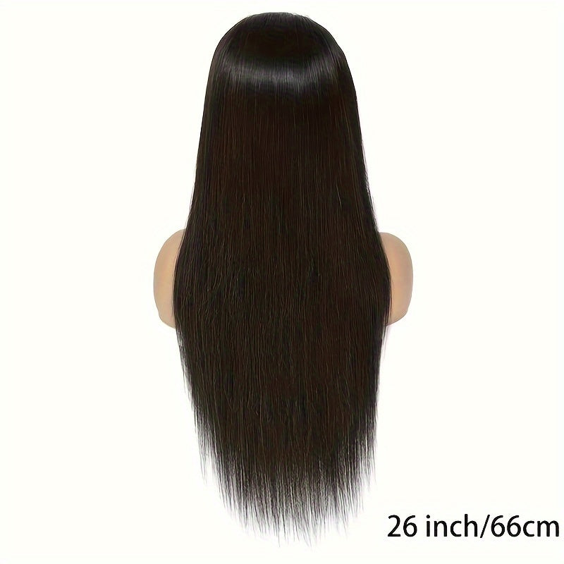 180% Density Brazilian Human Hair Straight Lace Front Wig - Ultra-Realistic & Pre-Plucked with Lush Baby Hair - Full 13x4 Coverage for Women - Timeless Black