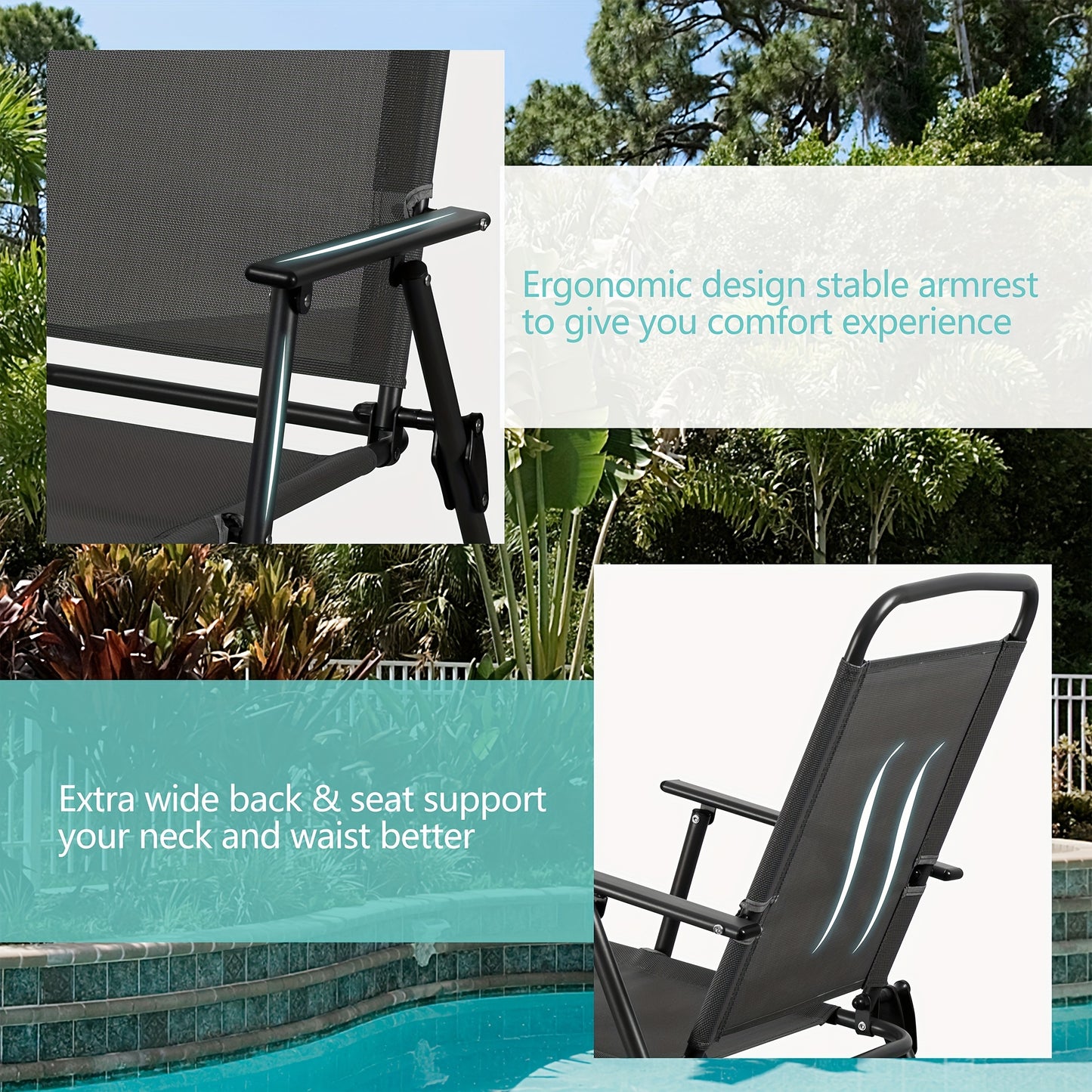 Vongrasig 6 Piece Folding Patio Dining Set, Small Metal Outdoor Garden Patio Table and Chair Set w/Umbrella for Lawn, Deck, Backyard