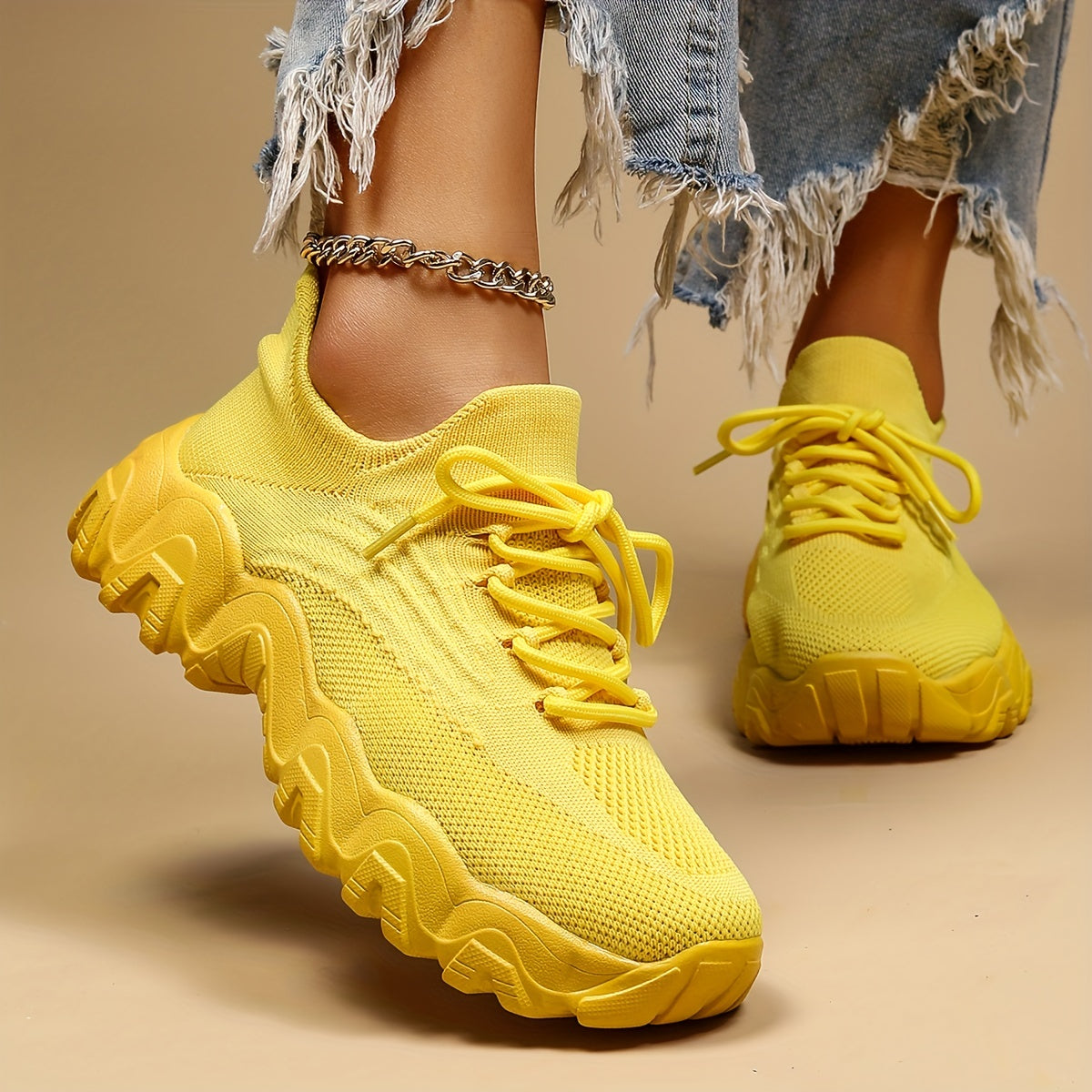 Women'S Casual Sports Sneakers, Striped Low Top Slip-On Shoes with Round Toe, Non-Slip Rubber Sole, Fabric Upper & Inner, All-Season Spring Footwear