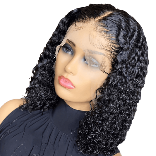 150% Density Water Wave Short Bob Wig 13x4x1 Middle T Part Lace Frontal Wig Pre Plucked Natural Hairline Cranberry Hair Remy Lace Front Human Hair Wigs For Women