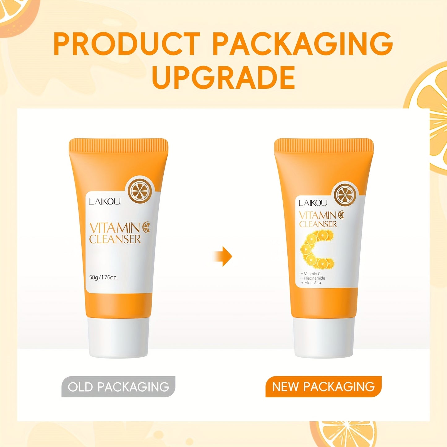 LAKOU Vitamin C Facial Cleanser - 50g/1.76oz, Formaldehyde-Free, Oil Control, Brightening, Pore Cleansing, Unisex-Adult, 1pc